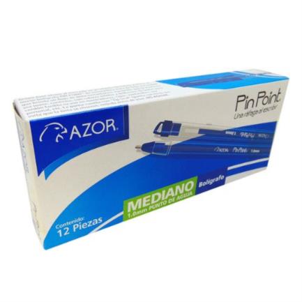 Bolígrafo Azor Pin Point Mediano 1.0mm Azul Caja C/12