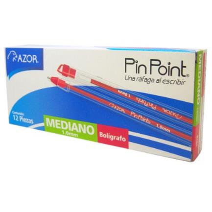 Bolígrafo Azor Pin Point Mediano 1.0mm Rojo Caja C/12