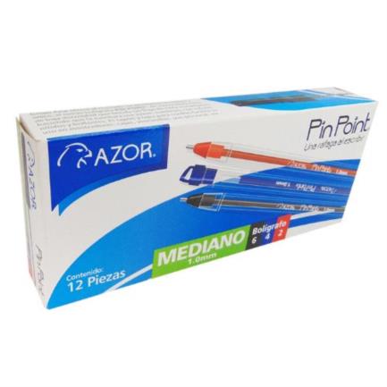 Bolígrafo Azor Pin Point Mediano 1.0mm Surtido Caja C/12