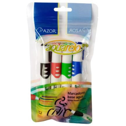 Marcador Aquarelo Grip Colores Surtidos Estuche C/4 Pzas