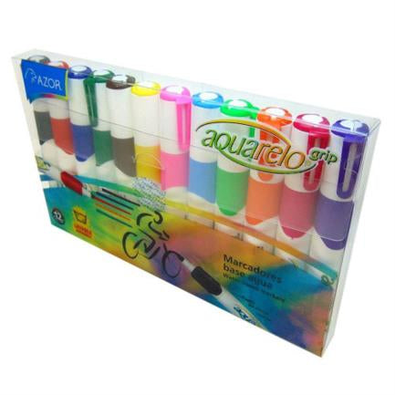 Marcador Aquarelo Grip Colores Surtidos Estuche C/12 Pzas