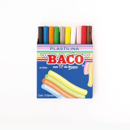 PLASTILINA FLUORECENTE BACO CAJA C/10 BARRITAS