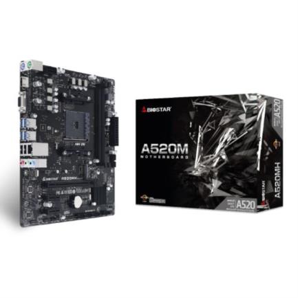 Tarjeta Madre Biostar A520MH 2xDDR4 64GB 4400Mhz PCIe 3.0 M.2 1xHDMI 1xVGA S AM4 Ryzen 3th 4th 5th Gen mATX