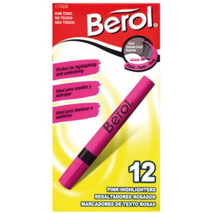 RESALTADOR BEROL ROSA PQTE/12