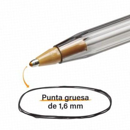 Bolígrafo BIC Cristal Intenso Punto Extra Grueso 1.6mm Color Rojo C/12 Pzas