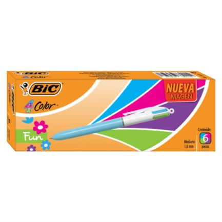 Bolígrafo BIC 4 Color Fun Punto Mediano 1.0mm C/6 Pzas