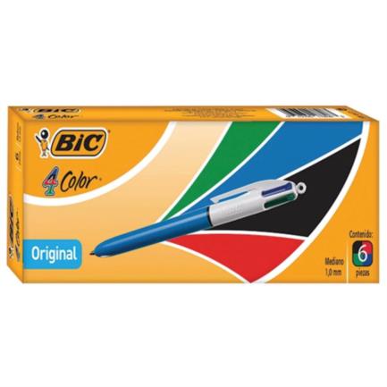 Bolígrafo BIC 4 Colores Punto Mediano 1.0mm C/6 Pzas