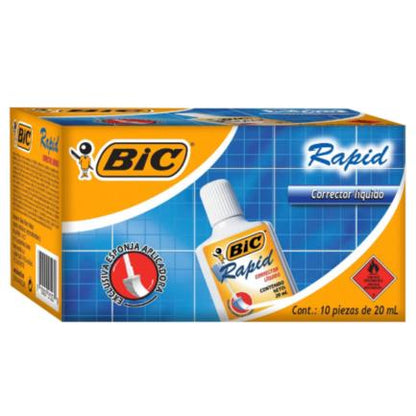 Corrector Líquido BIC Rapid 20ml C/10 Pzas