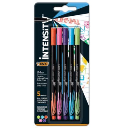 Rotulador BIC Intensity Extra Fino Colores Surtidos C/5 Pzas