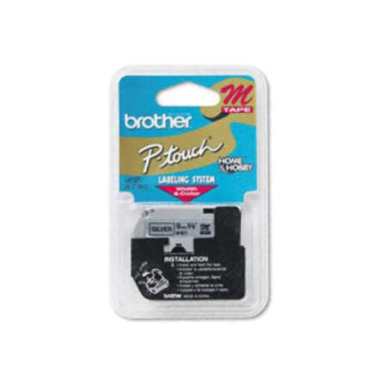 Cinta Brother M921 No Laminada Negro sobre Plateado 9mmx8m PT85