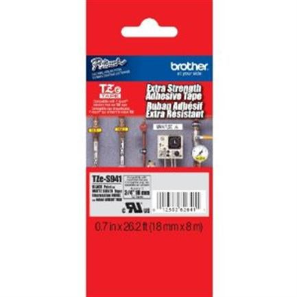 Cinta Brother TZES941 Laminada Texto Negro Fondo Plata Mate 18mmx8m