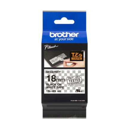 Cinta Brother TZESE4 Laminada Texto Negro Sobre Fondo Blanco 18mmx8m