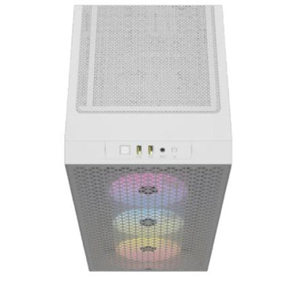 Gabinete Gamer Corsair 3000D RGB AirFlow Media Torre ATX mATX ITX Cristal Templado 3xFan RGB Blanco Sin Fuente