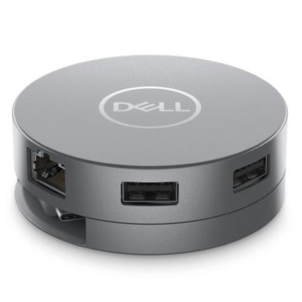 Adaptador Dell  6 en 1 USB-C USB/HDMI/DP/RJ45 8W Color Plata