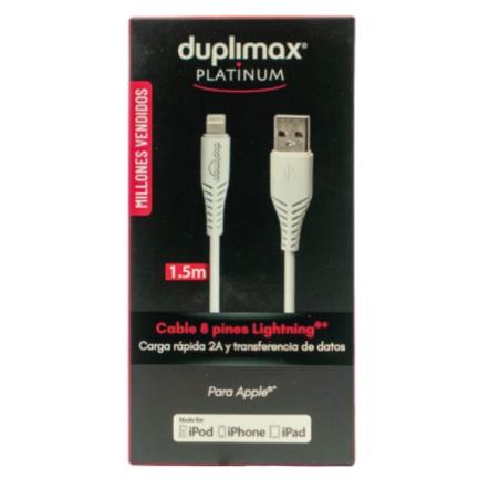 Cable Duplimax Platinum USB-8 Pines 2A 1.5m Nylon Color Blanco