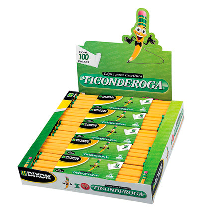 Lapiz DIXON ticonderoga 2 hexagonal madera caja c/10 estuches c/10 lapices c/u