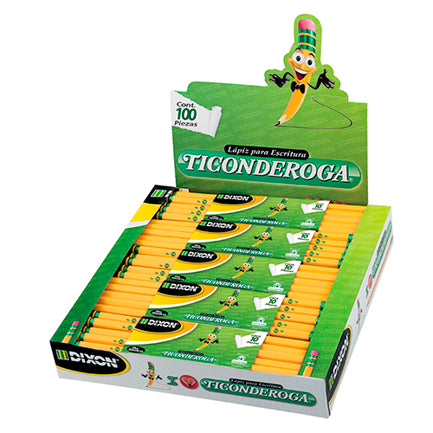 Lapiz DIXON ticonderoga 2.5 hexagonal madera caja c/10 estuches c/10 lapices c/u