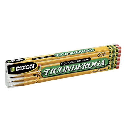 Lapiz dixon ticonderoga #2 hexagonal madera caja c/12 lapices