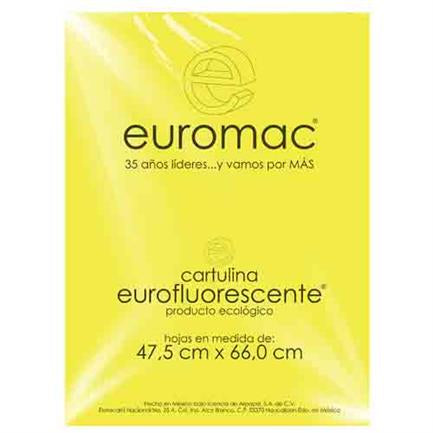 CARTULINA EUROMAC FLUORESCENTE AMARILLO 47.5X66CM C/10