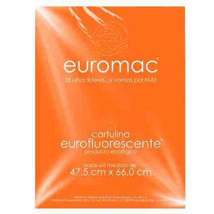 CARTULINA EUROMAC FLUORESCENTE NARANJA 47.5X66CM C/10