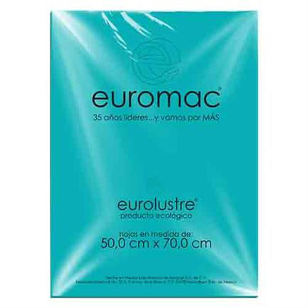 PAPEL LUSTRE EUROMAC AZUL AQUAMARINO 50X70 24 HOJAS