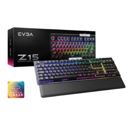 Teclado Gamer EVGA Z15 RGB Multi Mecanico Switch Kailh Speed Bronze Alambrico reposa muÃ±ecas magnetico Negro (EspaÃ±ol)