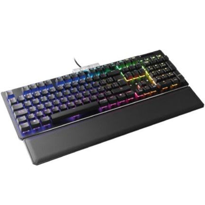 Teclado Gamer EVGA Z15 RGB Multi Mecánico Switch Clicky Speed Bronze Alámbrico Reposa Muñecas Magnético Negro