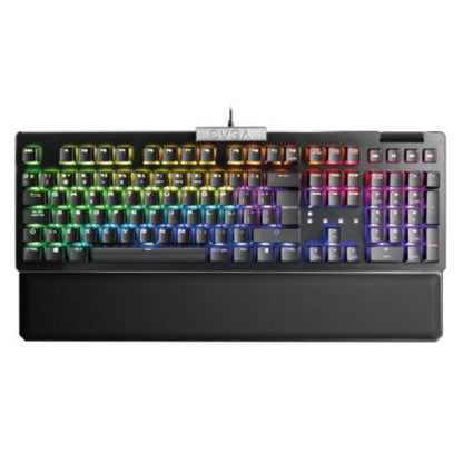 Teclado Gamer EVGA Z15 RGB Multi Mecánico Switch Clicky Speed Bronze Alámbrico Reposa Muñecas Magnético Negro