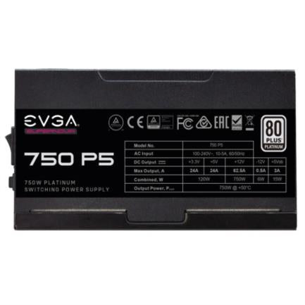 Fuente de Poder EVGA SuperNova 750W P5 80 Plus Platinum ATX 12V Eco Mode Full Modular 24 pin Fan 135mm Negro