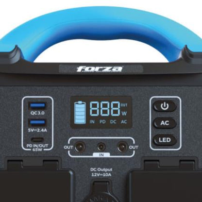 Generador Eléctrico Portátil Forza FPP-T300 300W Tomas 2AC/6DC 2 Ventiladores Pantalla LCD Panel de Control Integrado