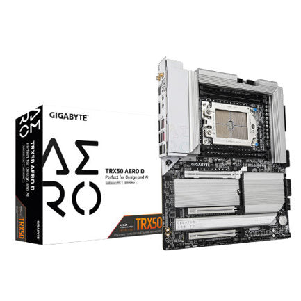 Tarjeta Madre Gigabyte TRX50 AERO D 4xDDR5 1TB 7800Mhz UDIMM PCIe 5.0 M.2 Socket sTR5 E-ATX Wi-Fi 7