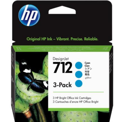 HP 712 CYAN 29ML 3-PACK TINTA AMPLIO FORMATO 3ED77A