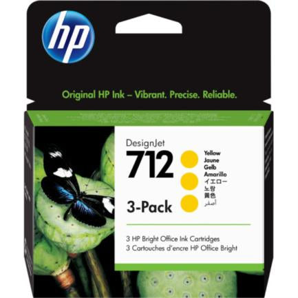 HP 712 AMARILLO 29ML 3-PACK TINTA AMPLIO FORMATO 3ED79A