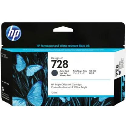 Tinta HP DesignJet 728 LF 130ml Color Negro Mate