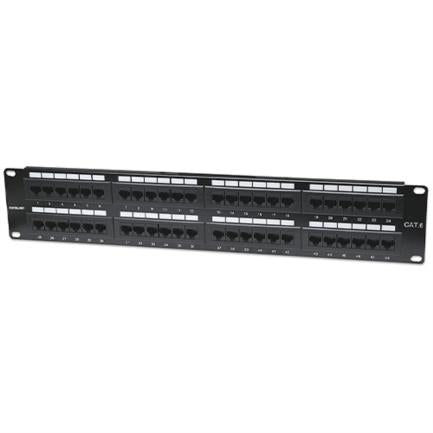 PANEL DE PARCHEO CAT6 UTP 48 PTOS RJ45 MONTAJE RACK 19IN 2U