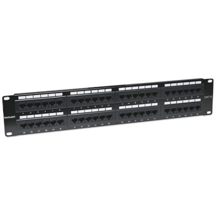 PANEL DE PARCHEO CAT6 UTP 48 PTOS RJ45 MONTAJE RACK 19IN 2U