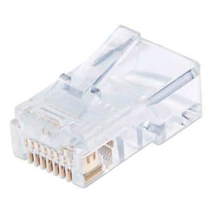 PLUG MODULAR RJ45 UTP CAT5E SOLIDO 100PZS CONTACTO CHAPA ORO