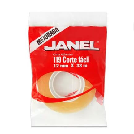 Cinta Janel Adhesiva Corte Fácil 119 12mmx33m Transparente 1 Pza