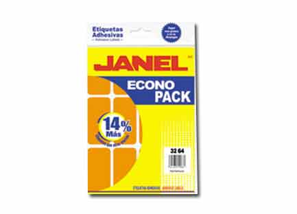 ETIQUETA JANEL FLUORECENTE 32X64 NARANJA C/96 E06326420416