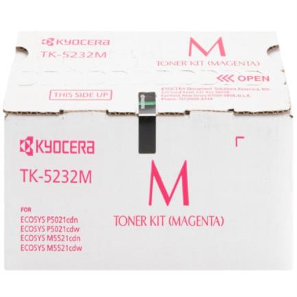 Tóner Kyocera TK-5232M Alta Capacidad 2.2K Páginas Compatible P5021cdn/P5021cdw/M5521cdn/M5521cdw Color Magenta