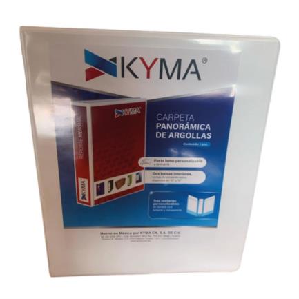 Carpeta Panorámica Kyma de Vinil Tamaño Oficio 2" Aro en "D" Blanca