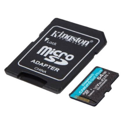 MICRO SDXC MEMORIA KINGSTON 64GB CANVAS GO PLUS A2 U3 V30 CARD