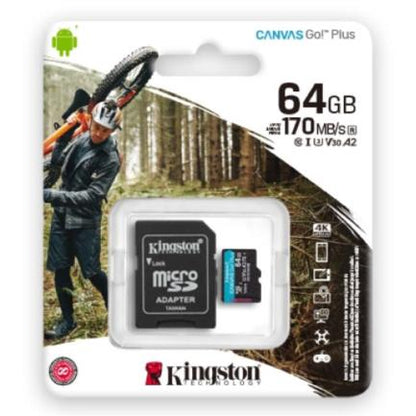 MICRO SDXC MEMORIA KINGSTON 64GB CANVAS GO PLUS A2 U3 V30 CARD