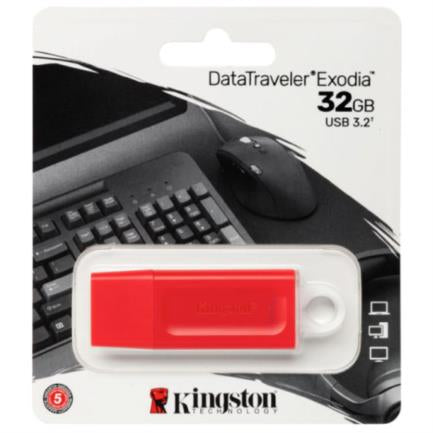 Memoria USB Kingston DataTraveler Exodia 32 GB 3.2 Gen1 Color Rojo