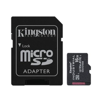 Tarjeta MicroSD Kingston Industrial 16 GB Clase 10 A1 C/Adaptador