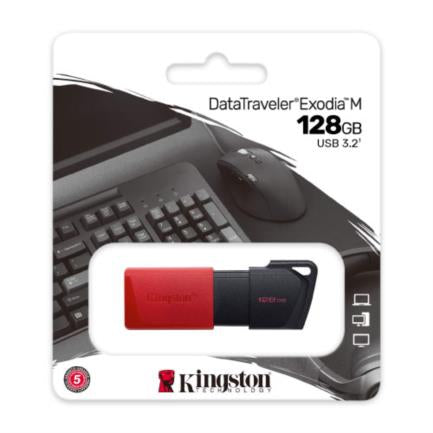 USB 3.2 MEMORIA KINGSTON 128GB DT EXODIA M TAPA DESLIZABLE (NEGRA-