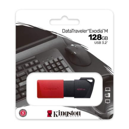 USB 3.2 MEMORIA KINGSTON 128GB DT EXODIA M TAPA DESLIZABLE (NEGRA-