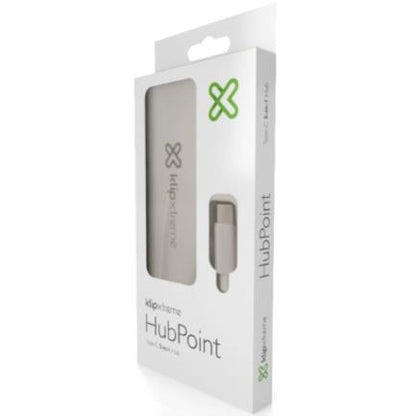 HUB USB Klip Xtreme Tipo C HubPoint KCR-500 Concentrador de 5 puertos 2 USB 3.0  1 tipo C 1 Micro-SD 1 Tarjeta SDXC Color plateado