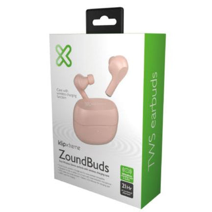 Audífonos Inalámbricos Klip TWS Xtreme ZoundBuds KTE-250PK Bluetooth Estuche de Carga 21h de Duración Color Rosa