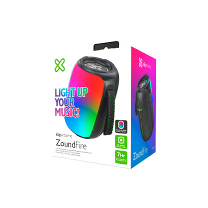 Bocina Portátil Klip Xtreme ZoundFire KBS-250BK LED Bluetooth/Aux 3.5mm TWS 12W IPX6 Batería 3.7V 3000 mAh